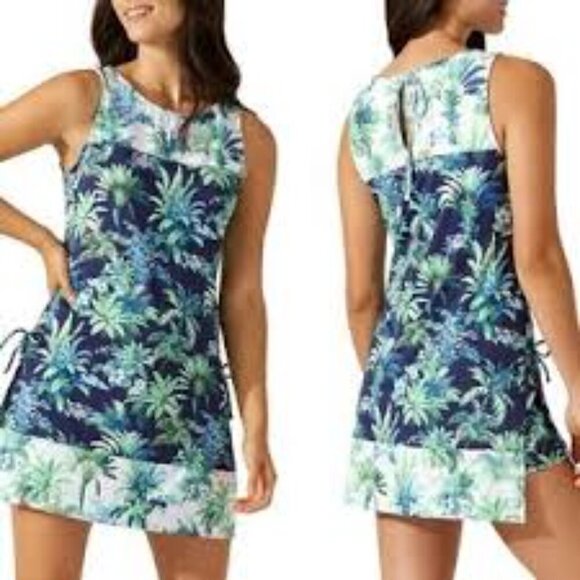 Tommy Bahama Art of Palms Hich Neck Romper Skort Dress UPF 50+ Women's Size XSM